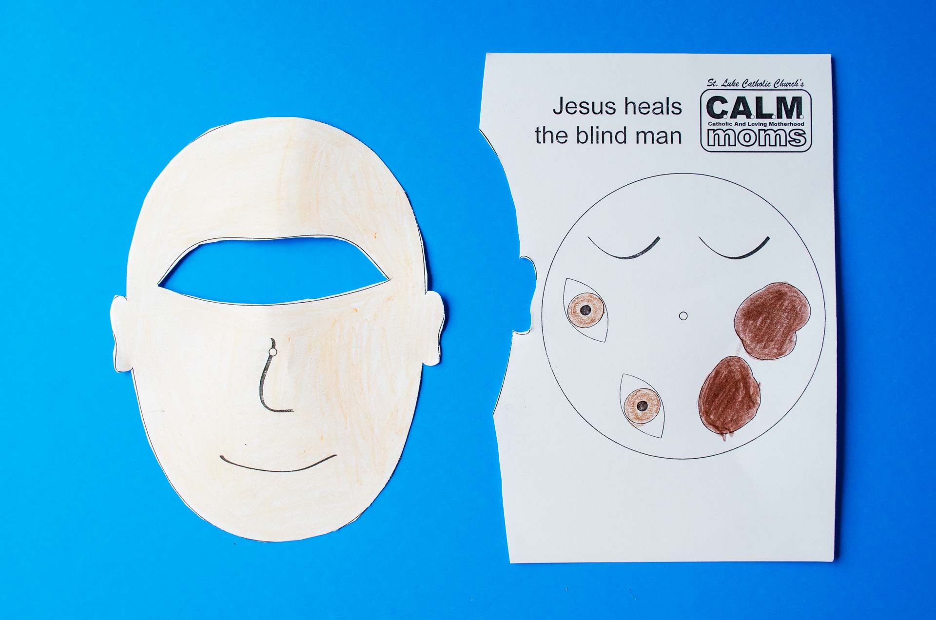 Man face was cut out of the jesus heal a blind man worksheet